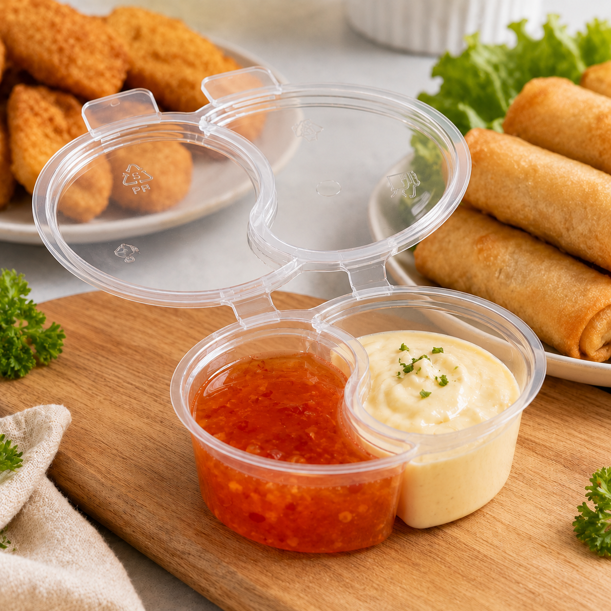 125ml Extra Wide Clear PP Takeaway Sauce Containers for Desserts Toppings