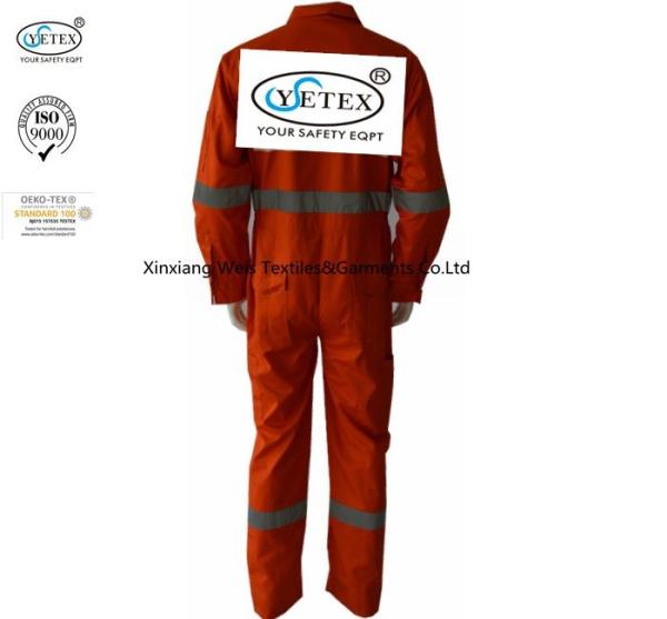Orange Cotton Lightweight Fr Coveralls With Reflective Trim Protective Clothing
