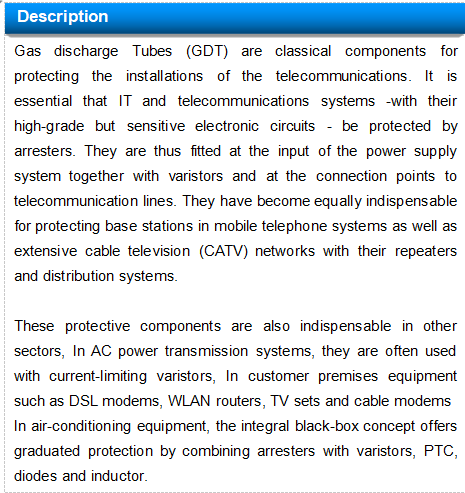 Non Radioactive GDT Tube 5KA SC2E5-600LSMD RoHS compliant