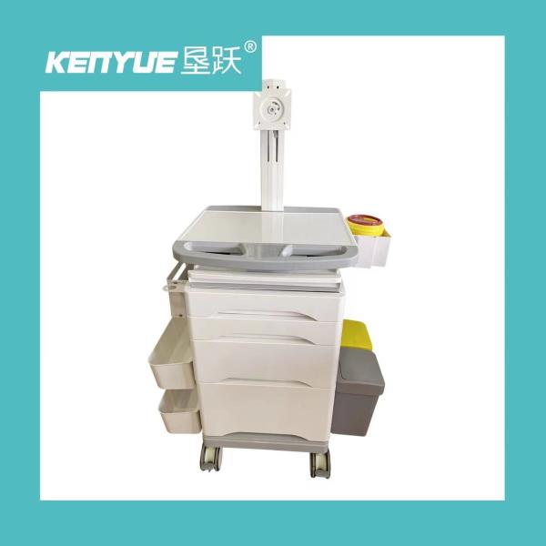 Белая медицинская мобильная тележка ухода информации с рицинусом тормоза