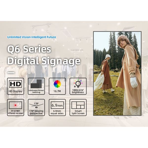 Ultra Thin Android Smart 4K LCD Digital Signage Display 43 - 86 Inch