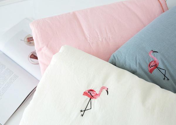 Flamingo Embroidered Full Size Quilt 3pcs Twin / Queen / King Size Machine Wash