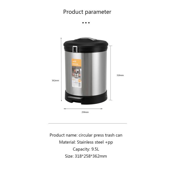Stainless Steel Kitchen Compressible Trash Can Household Living Room Pedal Toilet Deodorant Slow Drop Foot on Trash Basket
