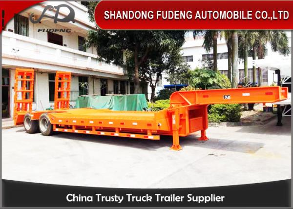 80 Tons Low Bed Semi Trailer With Mechanical Ladder BPW / FUWA Axle