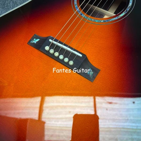 Custom J45s Full Solid Wood Acoustic Guitar 41 Inch Guitar with Ebony Fingerboard Herringbone Abalone