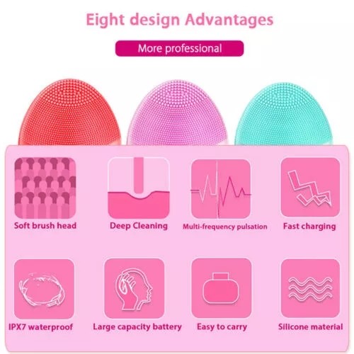 Sonic Silicone Facial Cleansing Brush USB Rechargeable Electric Silicone Face Brush Deep Cleansing Beauty Facial Brush