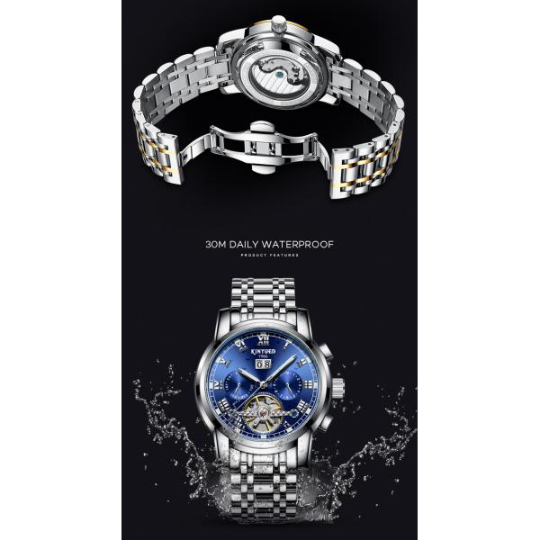 WINNER Brand Luxury Men Mechanical Watch Golden Stainless Steel Strap Skeleton Dial Luminous Skull Design Wrist Watch