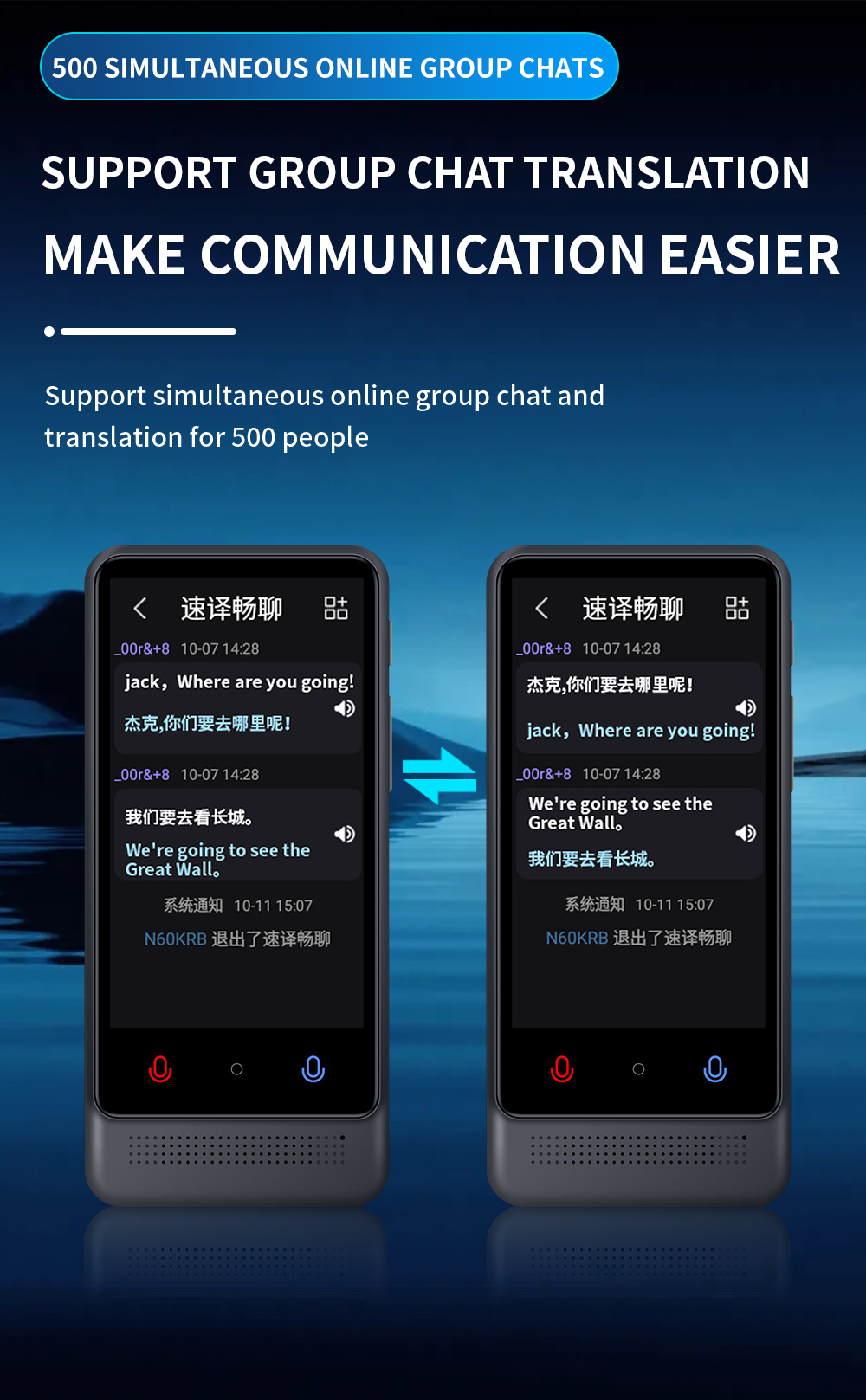 AI Translator Smart Voice Language Translator Device Polish Ukrainian Turkish Czech Vietnamese Russian