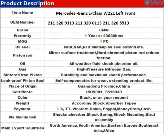 Airmatic Mercedes W211 Suspension For Benz E-Class