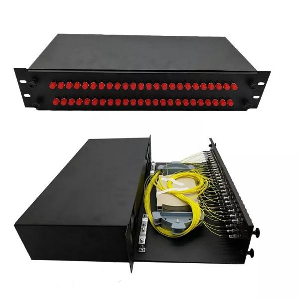 48 Port FC Single Mode Patch Panel , 2U Fiber Enclosure Rack Mount