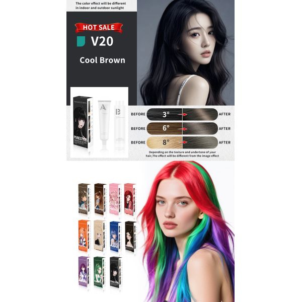 Kit de coloration capillaire à domicile - Couverture des cheveux blancs - Crème révélatrice