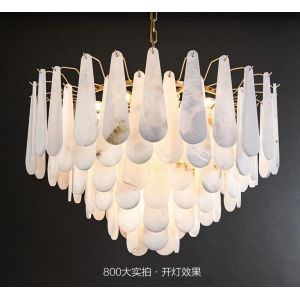 Restaurant Home Decor Alabaster Chandelier Luminaire Modern Luxury Brass Hanging Pendant Light