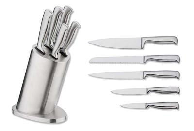 A whole set of professional kitchen knives with knife block handle material S/S.18/0