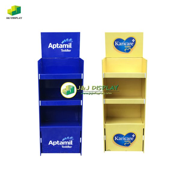 Corrugated Paper Advertising Exhibition Pop Floor Display Foldable for Milk Power