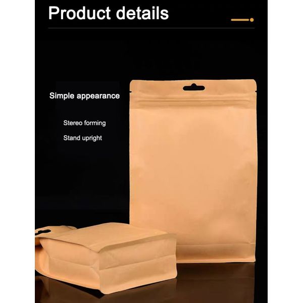 Oem Kraft Paper Food Resealable Paper Pouches With Window