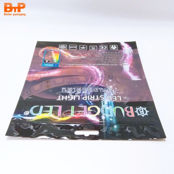 Anti-static Aluminum Foil Laminated 3 Side Seal Pouch LED Light Strip Lamp Belt Plastic Packaging Bags