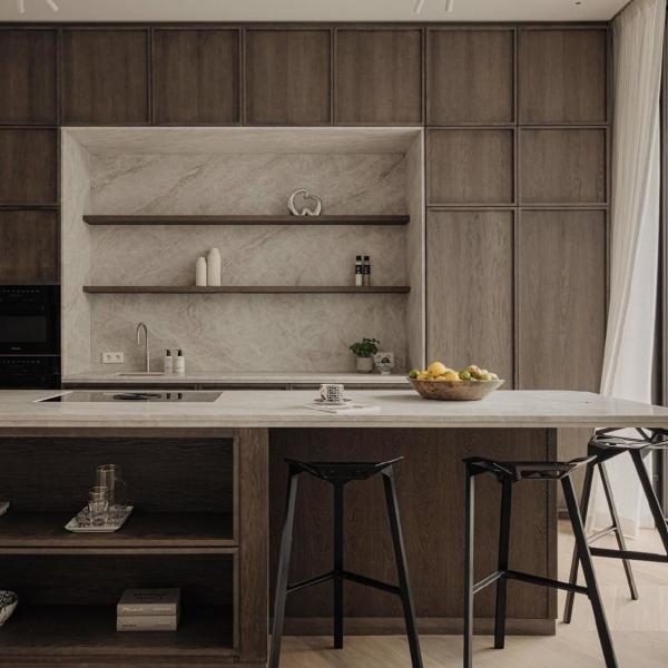 Luxury Durable Kitchen Cabinet High End Contemporary Wood Cupboard Veneer Kitchen Cabinets Design Furniture Gabinetes De Cocina