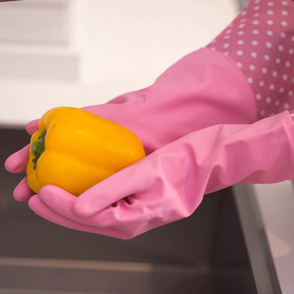 Reusable Extra Long Sleeve Rubber Gloves Length  390mm For Beautiful Women