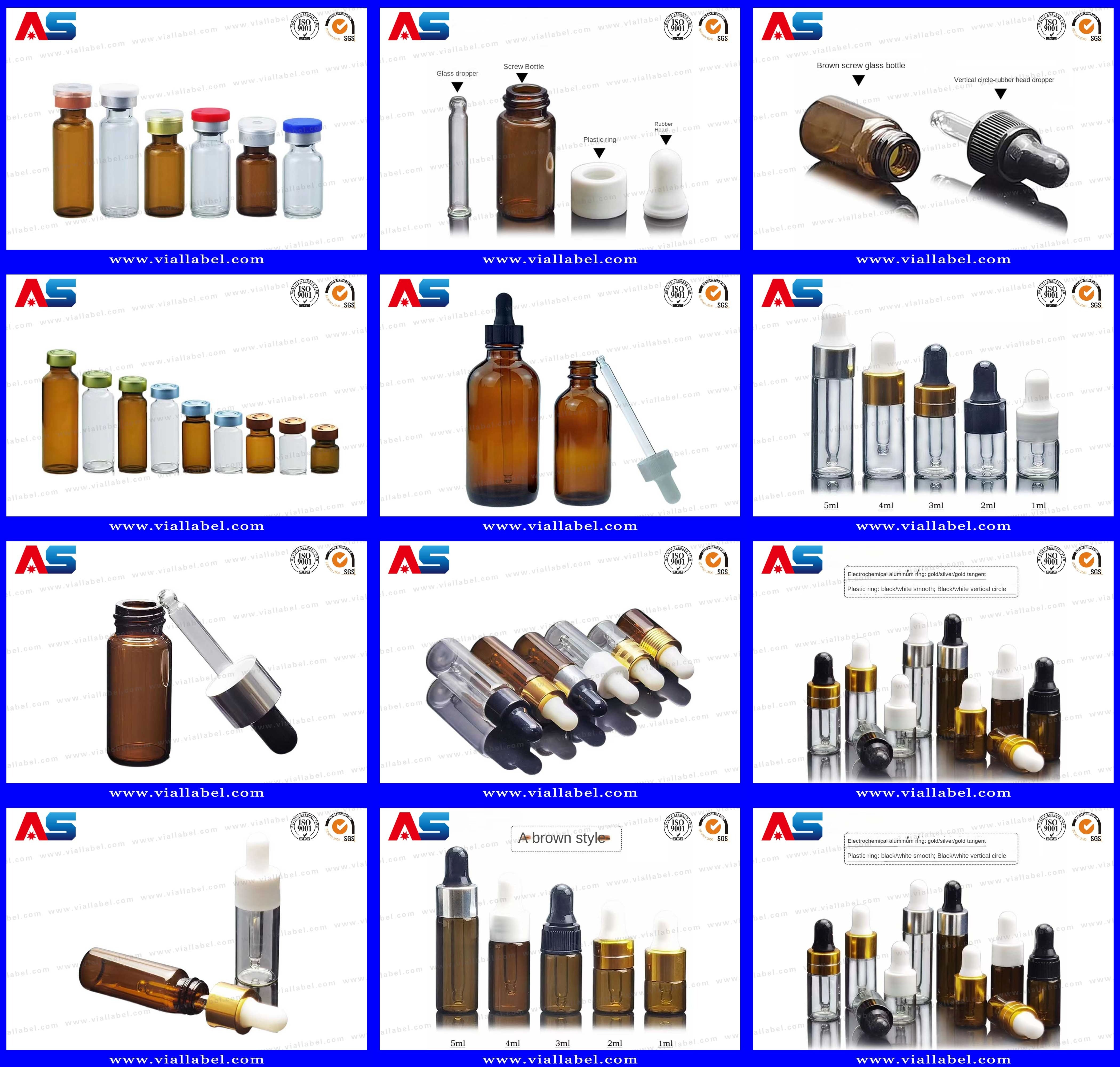 Небольшая стеклянная пробирка для хранения 1ml/2ml/3ml/5ml /10ml масел & жидкостей фармации