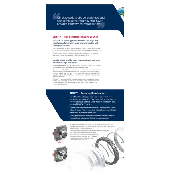 DMSF DMSC AESSEAL Mechanical Seal Double Monolithic Stationary Flow Convection