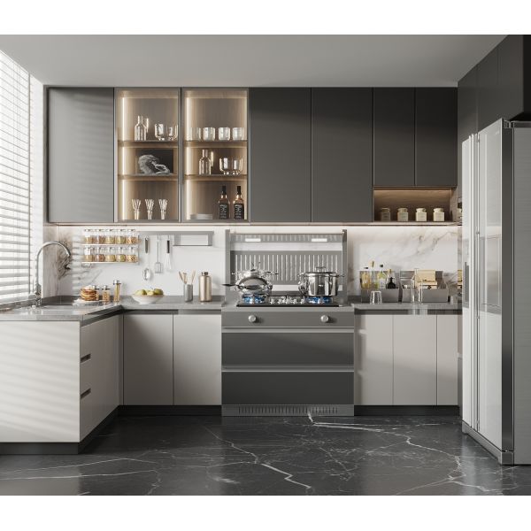 Custom Kitchen Cupboard Cabinets With Wood Panel Design And Melamine Board Doors