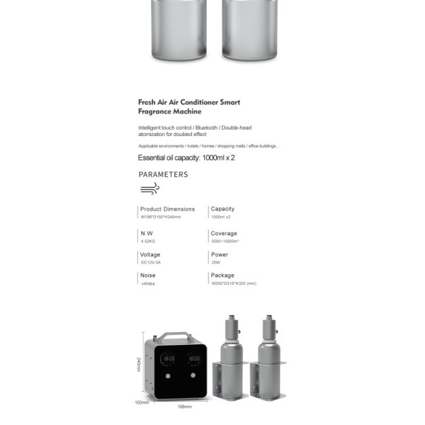 Waterless Large Area Commercial 15000CBM Scent Diffuser Machine Fragrance HVAC Aroma Diffuser 5L Bottle Electric Diffusers