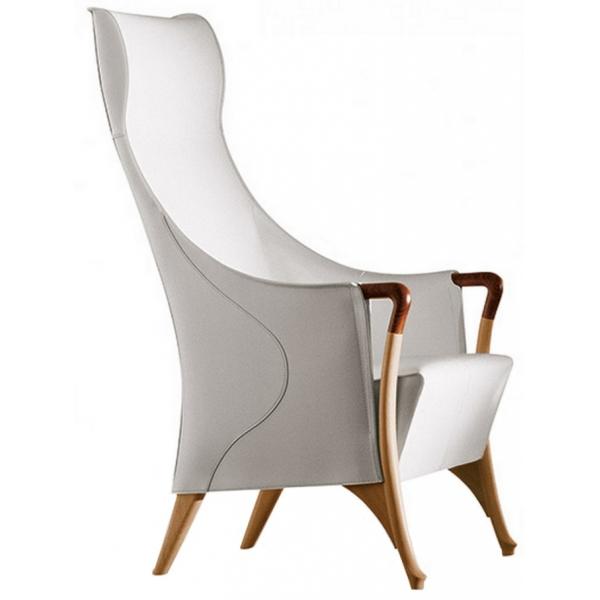 Multi Density Progetti Leather Wing Chair , Solid Wood Dining Chairs