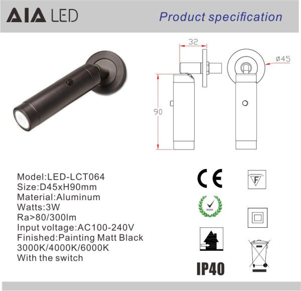 Wall mounted adjustable LED reading light interior led bed wall lighting led headboard wall light for villa