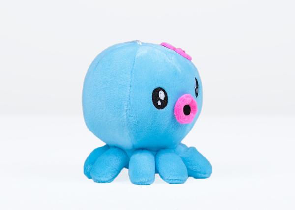 Kawaii Design Octopus Plush Doll Blue Color Customized Size Smooth Feeling