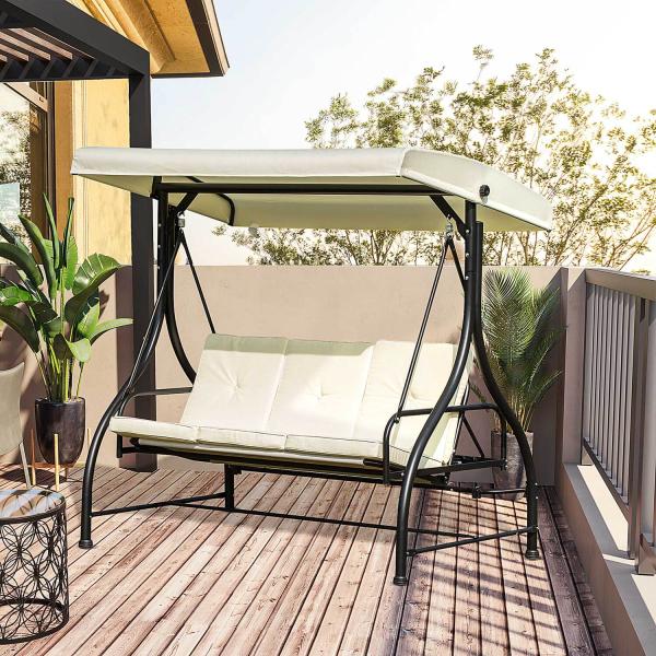AJUNION Steel Frame Swing Hammock Chair for Patio Garden 150kg Weight Capacity Canopy
