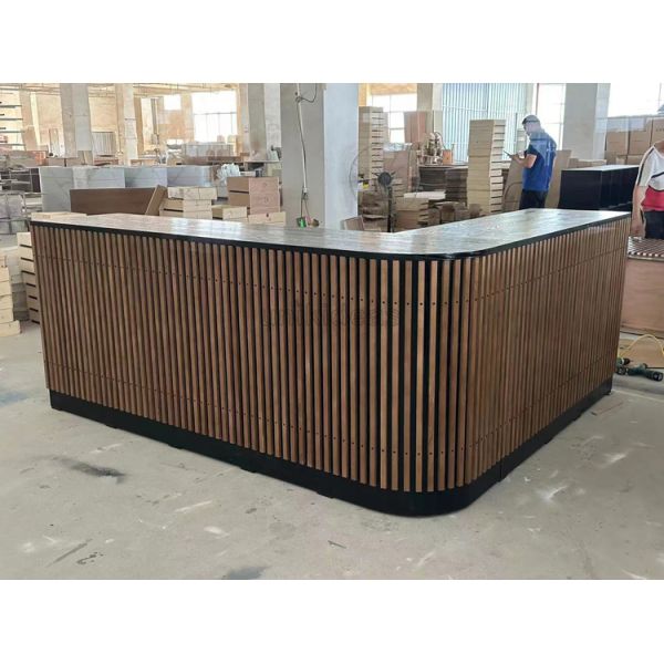 Customized Nordic Style Wooden Office Front Desk Salon Barber Shop Reception Desk Cafe Furniture
