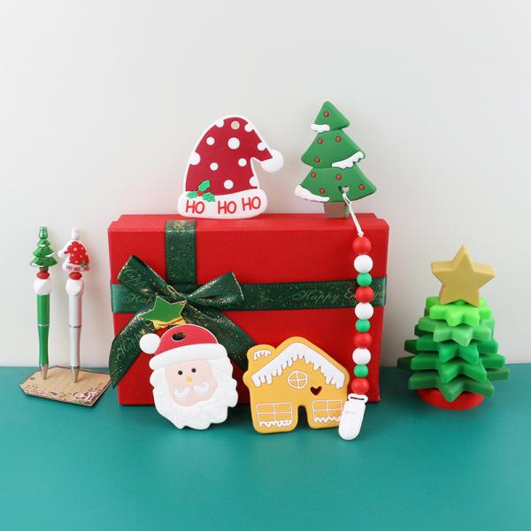 BPA Free Baby Silicone Toys , Christmas Tree Stacker For Kids Teether