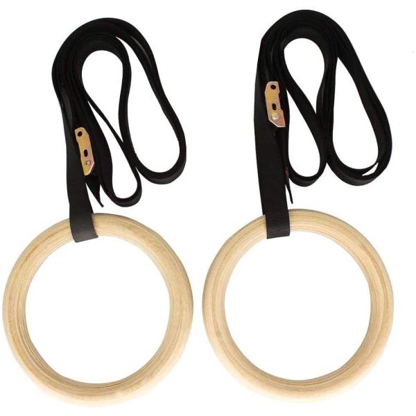 Roman Ring Gymnastics 32mm Wooden Gym Rings Customized Durable Universal Wooden Ring Fitness Foldable Strap Wooden Drum Hoops