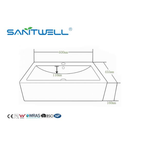 Solid Surface Bathroom Counter Top Wash Basin Ceramic Material For Hand Wash