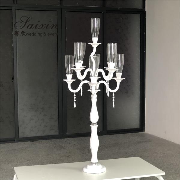 ZT-077W New design glass white candelabra crystal wedding centerpieces
