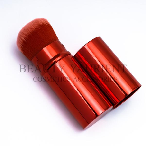 Red Aluminium Tube Retractable Travel Makeup Brush 11cm For Base Makeup