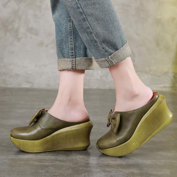 S3112020 Spring And Summer New Leather Slope With Original Handmade Bow Female Sandals