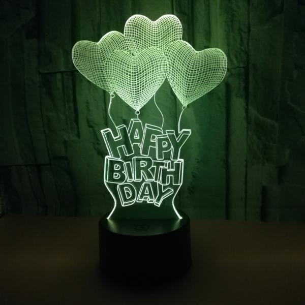 New Happy Birthday Romantic Valentine Heart 3D night Light gift Creative Touch Desktop 3D Table Lamp