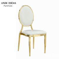 Banquet d'or dinant les chaises dinantes empilables d'hôtel blanc de luxe d'acier inoxydable de chaise