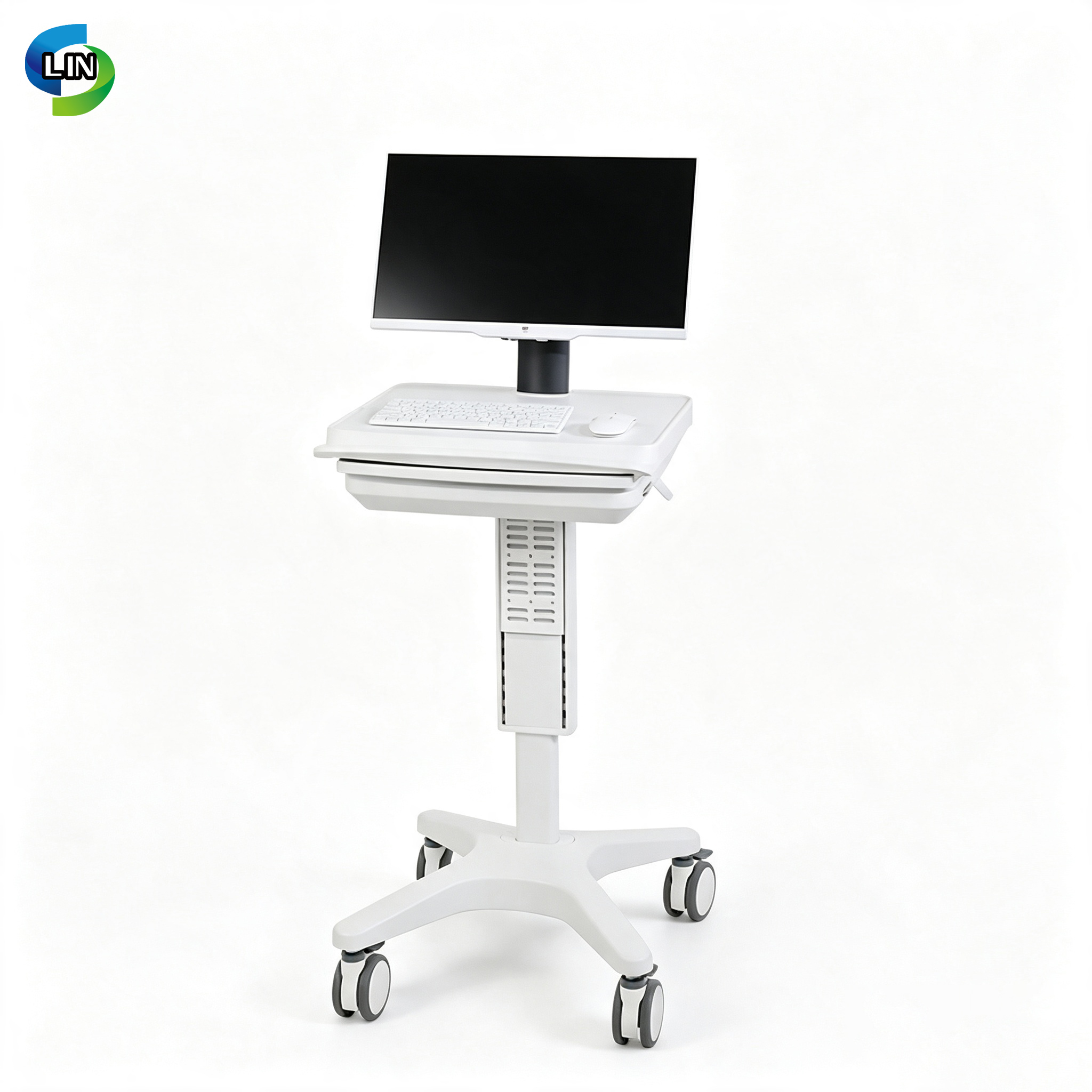 Class I Medical Devices Mobile Nursing Workstation with Noiseless Easy Roll Casters and 20kg Load Capacity