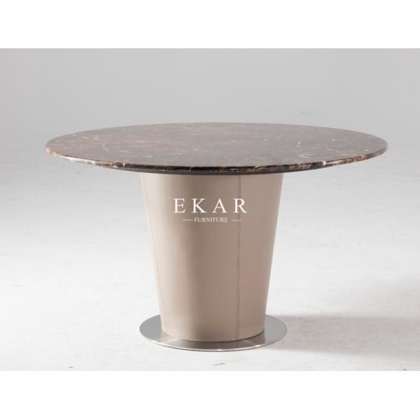 Round Italian Metal Base Marble Dining Table