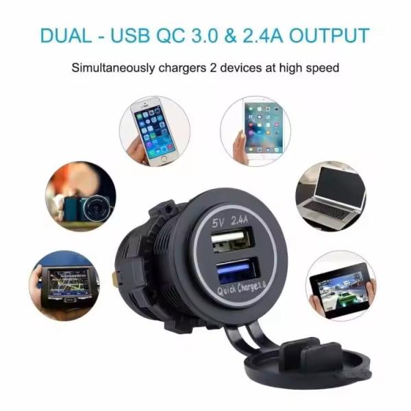 Cargador de coche SmartDual Carga Rápida QC3.0 + Salida Inteligente 2.4A