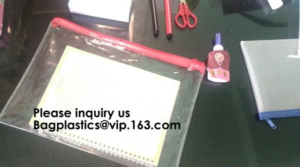 Waterproof Zippered File Bag PVC Mesh Organizer Storage Bag Durable File Bag for Office Stationery and Travel, bagease