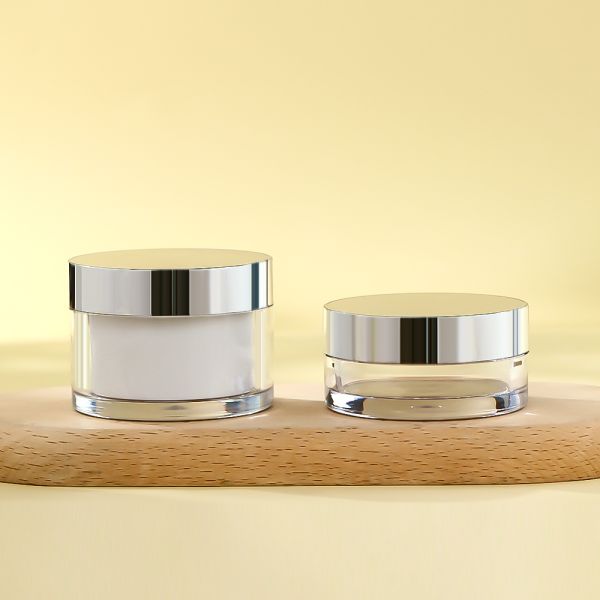 Wholesale Thick Wall PET Cosmetic Cream Jar with Electroplated Silver Screw Cap and Inner Cup Design