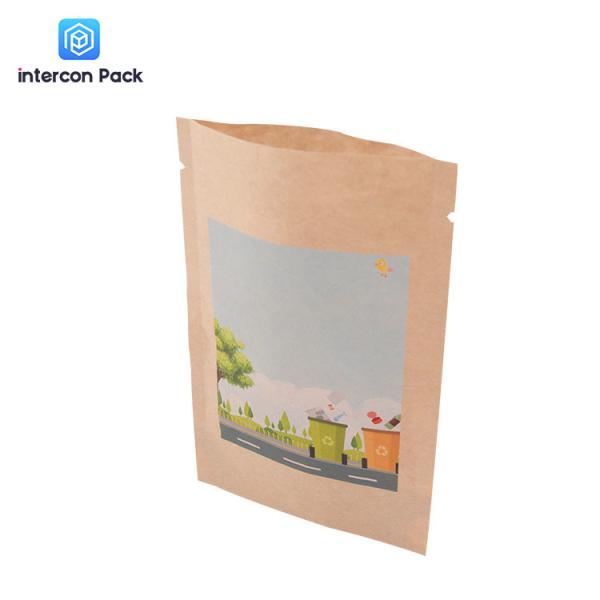 Digital Printing Kraft Paper Poly Bag Customized Logo With Plastic Window