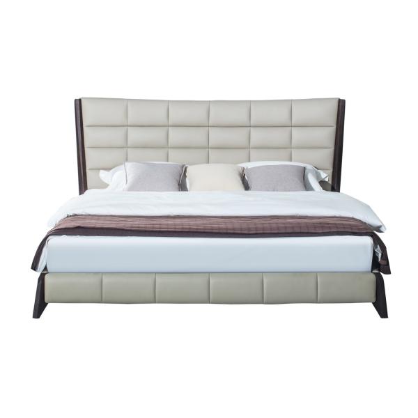 Italy design furniture Villa house King Bed made by China factory used Oak wood and Cow Leather for Luxury deisgn room