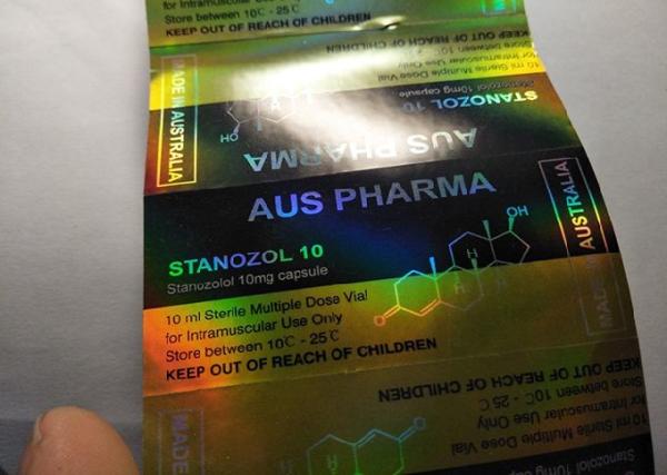 Etiquetas de frasco de vidro de cor holográfica dourada Etiquetas de frasco de farmácia de design Aus Pharma