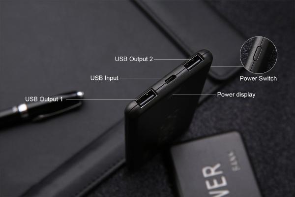 Custom Laser LED Logo Flashing Light Portable Mobile Power Bank 5000mAh for Promotional gift