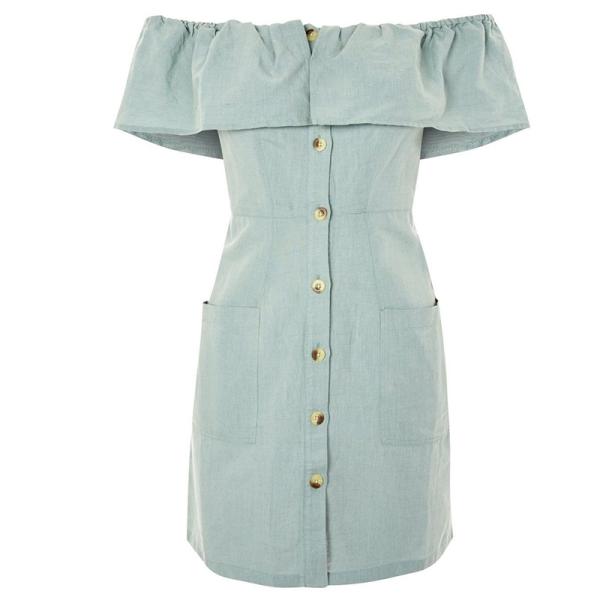 Женщины одежды с платья ряби Бардот платьев плеча Линен