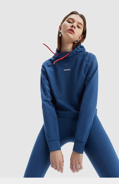 Luva longa do Hoodie 200g dos esportes das mulheres da cor sólida do Spandex do poliéster